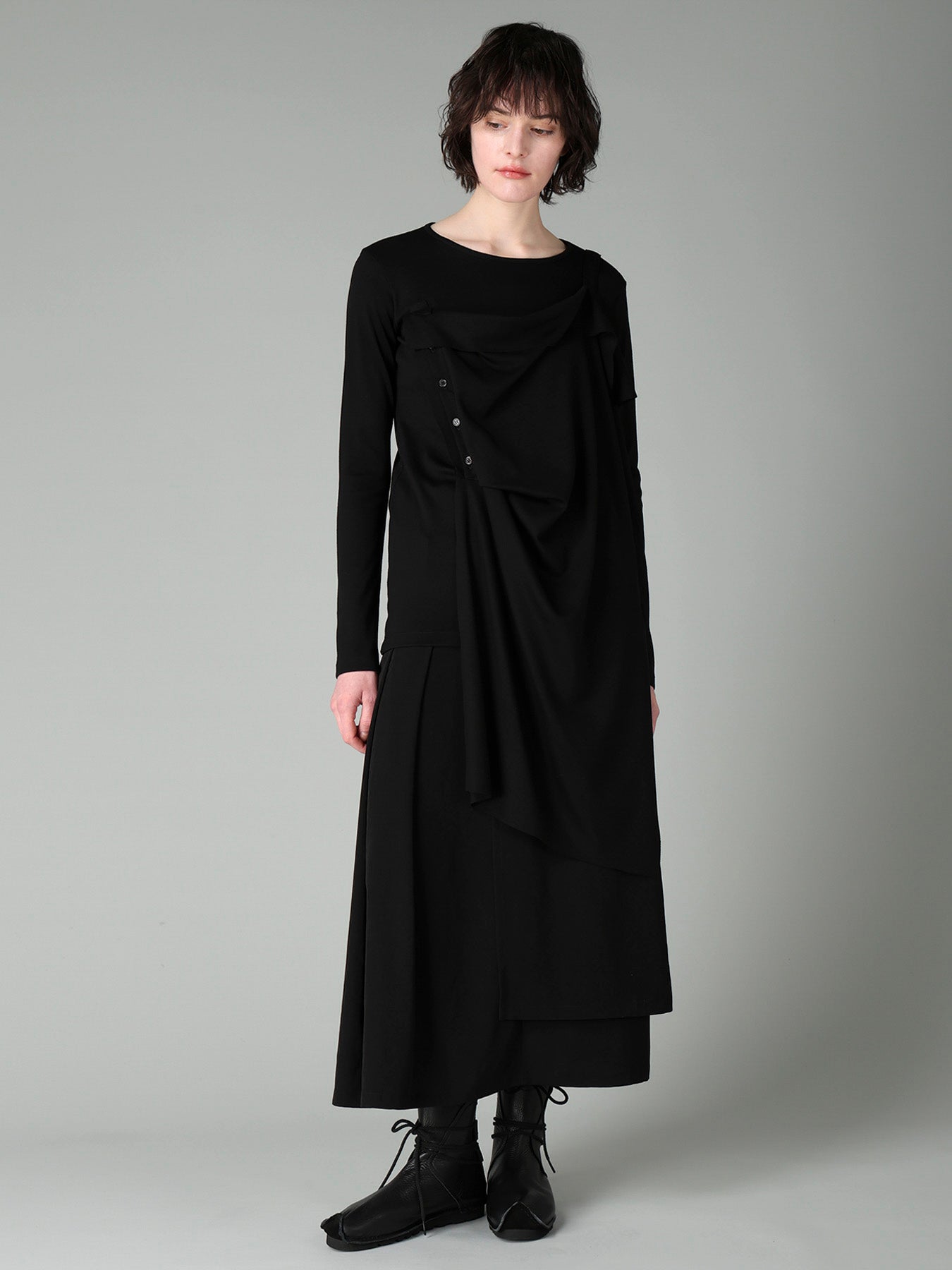 WOOL SMOOTH INTERLOCK STRAP LAYERED T – THE SHOP YOHJI YAMAMOTO