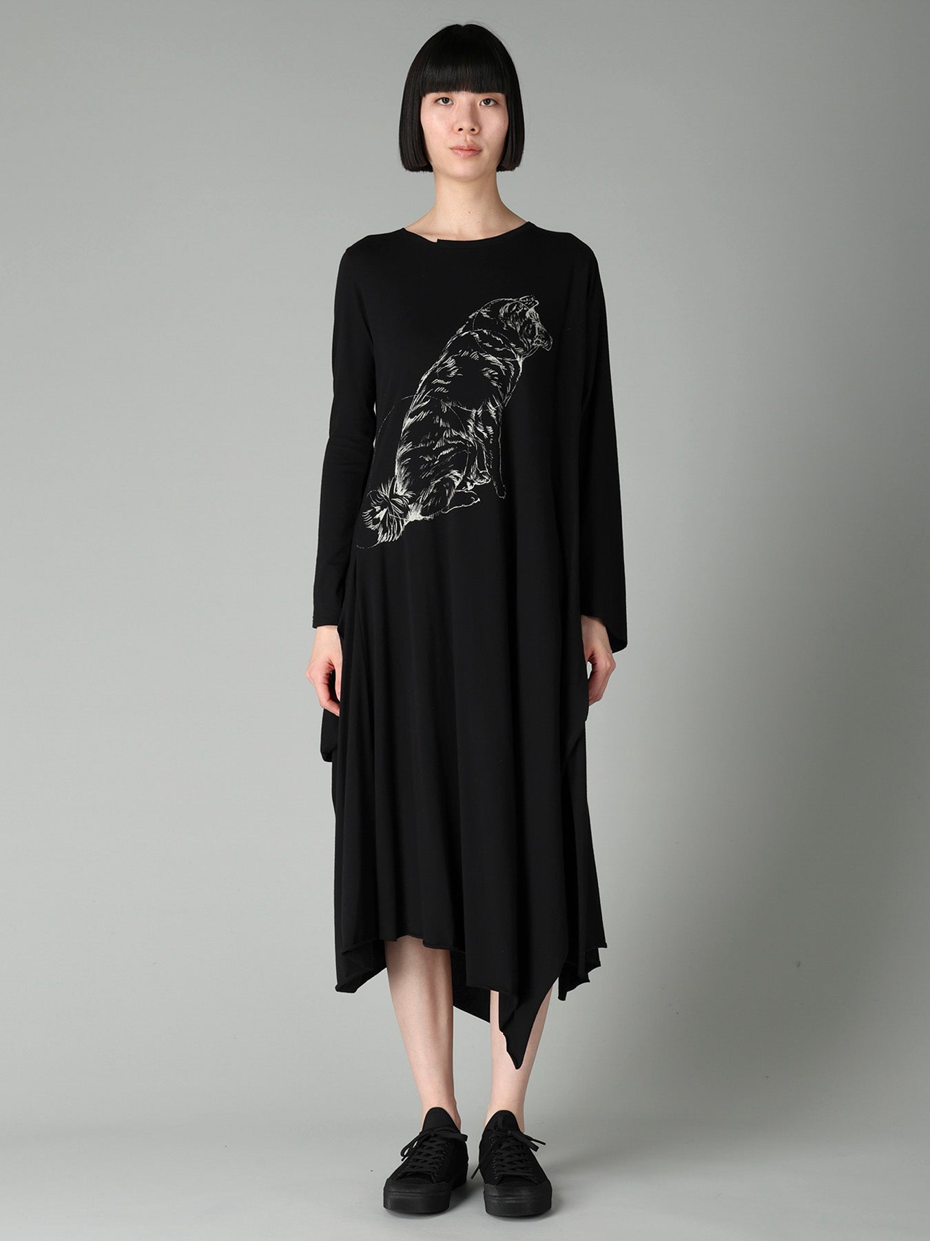 COTTON SINGLE JERSEY PRINTED DRESS SARAH – THE SHOP YOHJI YAMAMOTO