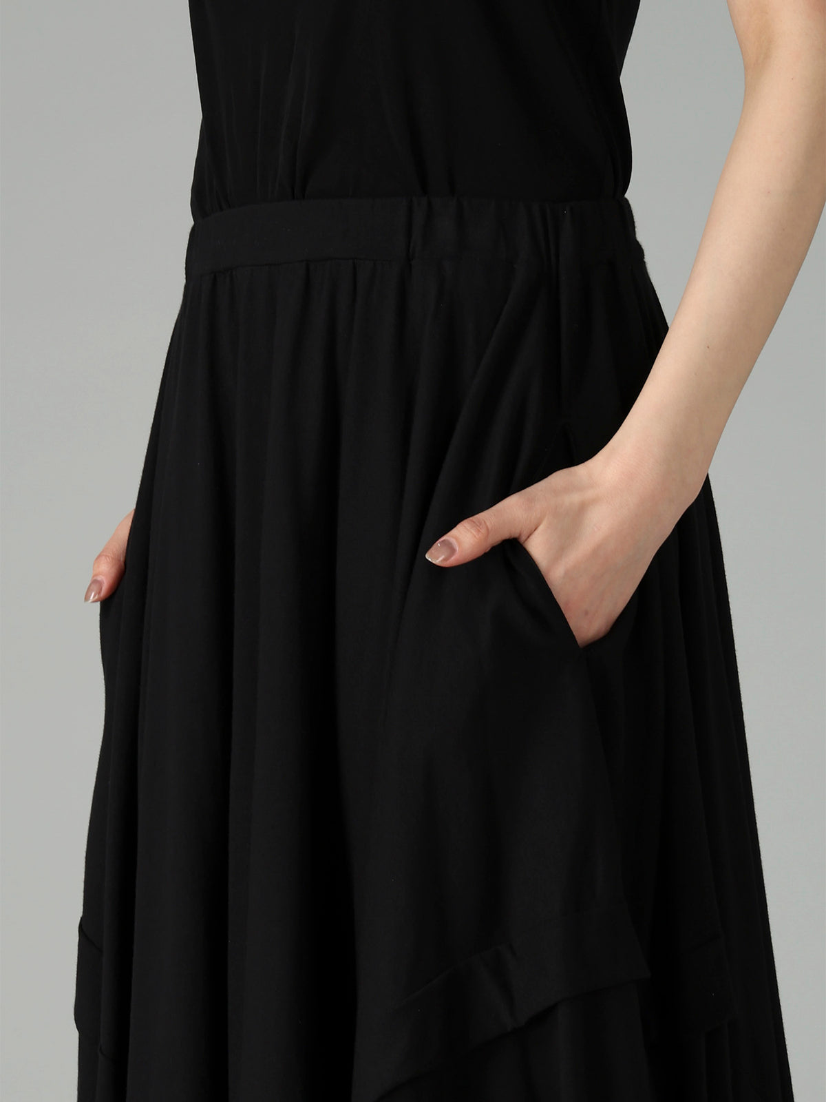 COTTON SINGLE JERSEY DRAPED SKIRT A