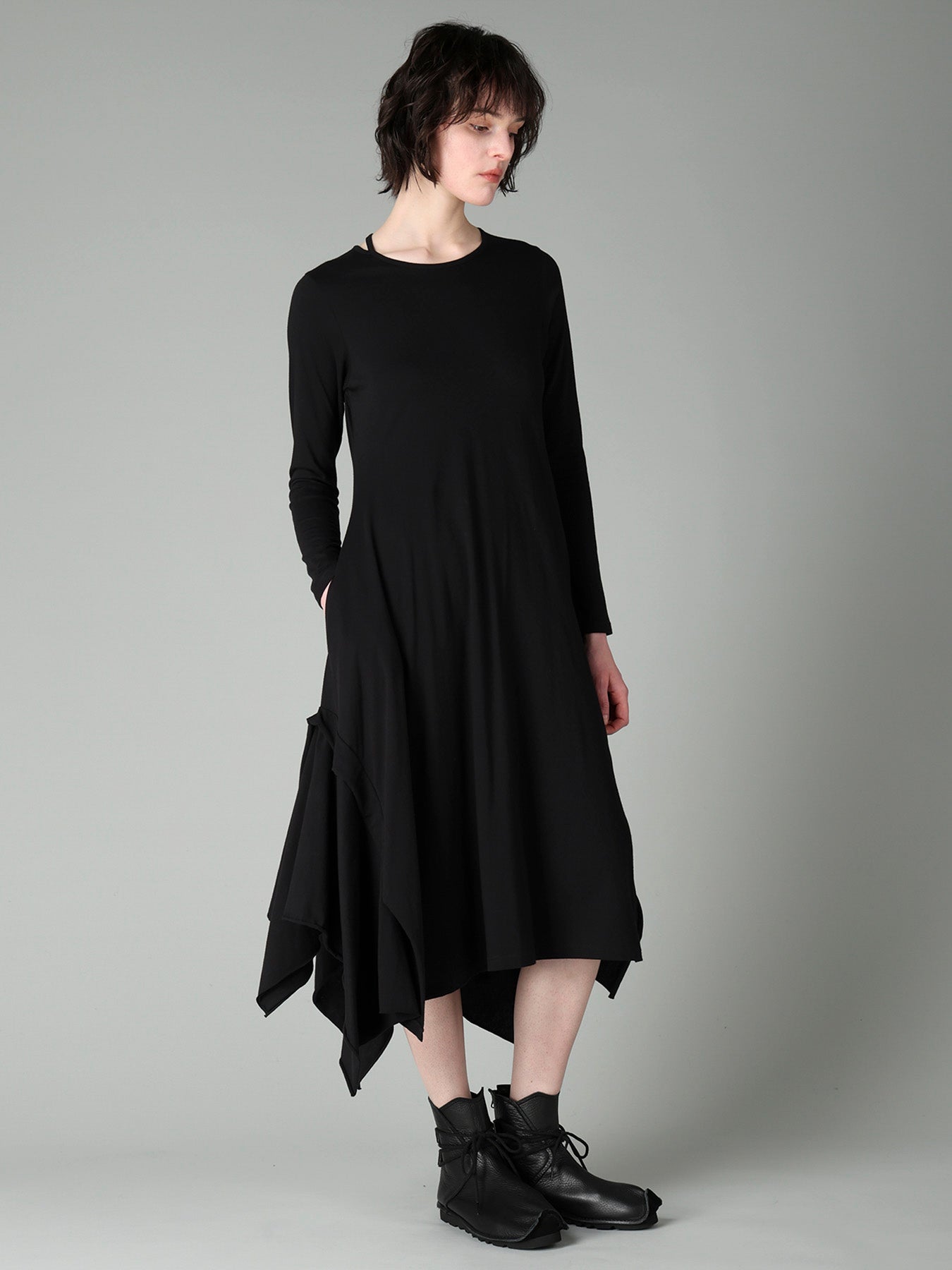 COTTON SINGLE JERSEY DRAPED DRESS – THE SHOP YOHJI YAMAMOTO