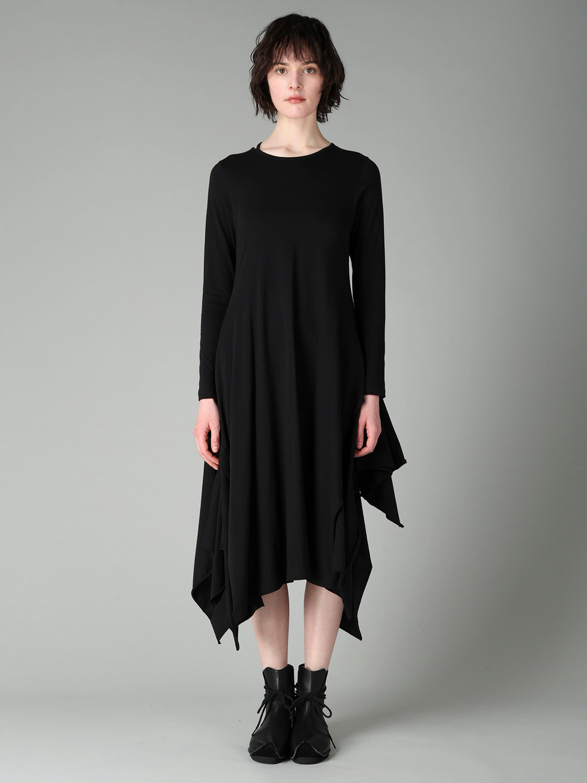 COTTON SINGLE JERSEY DRAPED DRESS