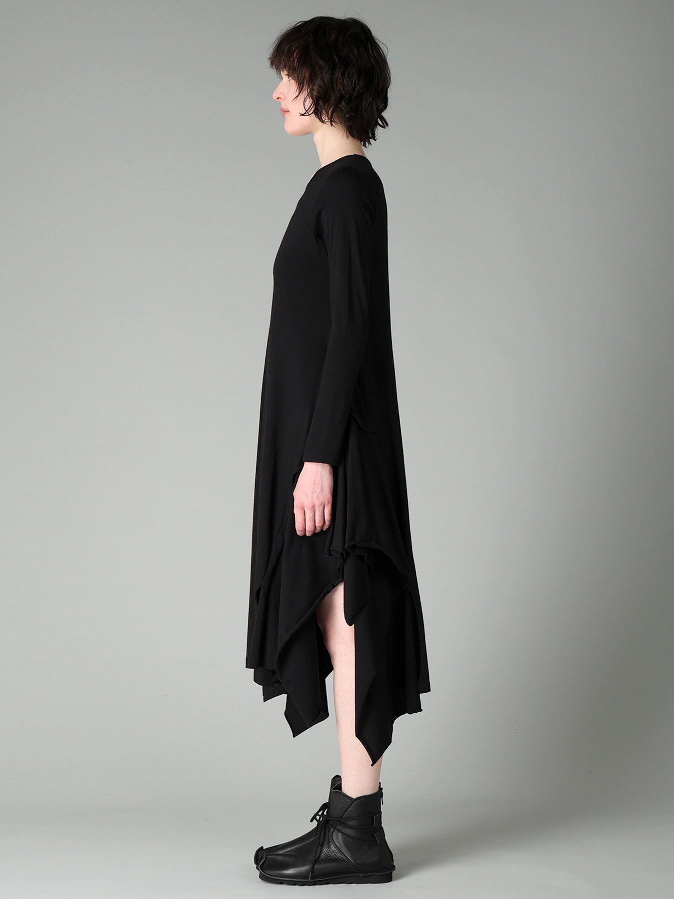 COTTON SINGLE JERSEY DRAPED DRESS