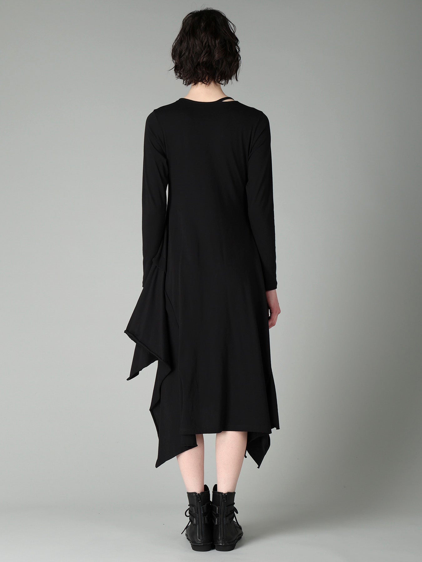 COTTON SINGLE JERSEY DRAPED DRESS