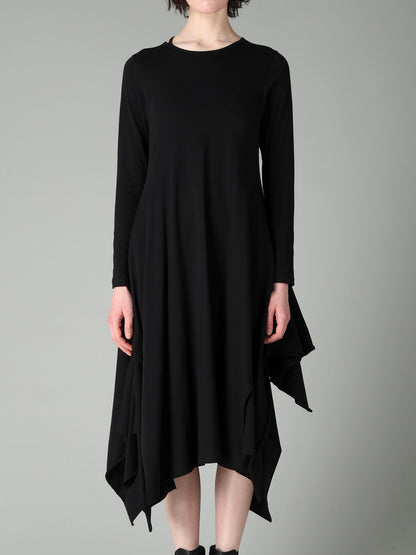 COTTON SINGLE JERSEY DRAPED DRESS