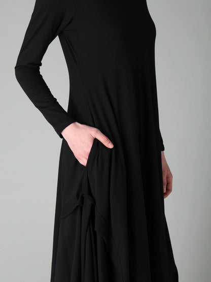 COTTON SINGLE JERSEY DRAPED DRESS