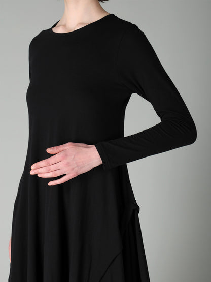 COTTON SINGLE JERSEY DRAPED DRESS
