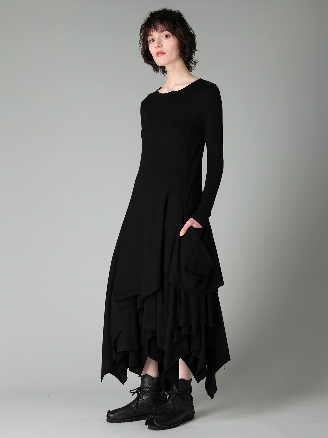 CREPE FRENCH TERRY ASYMMETRIC SKIRT