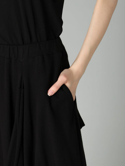 CREPE FRENCH TERRY ASYMMETRIC SKIRT