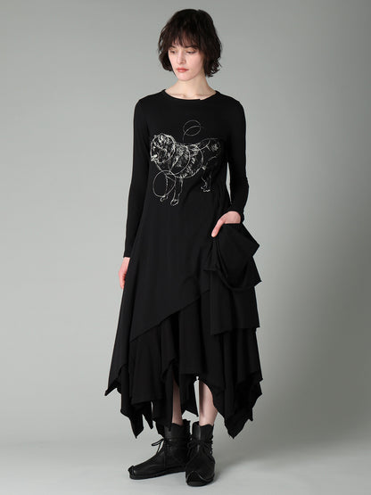 CREPE FRENCH TERRY DRAPED SKIRT B