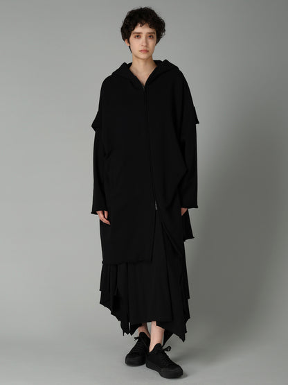 FRENCH TERRY TUCK POINT ZIP COAT