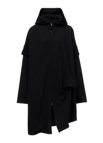 FRENCH TERRY TUCK POINT ZIP COAT