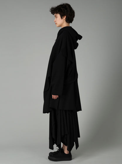 FRENCH TERRY TUCK POINT ZIP COAT