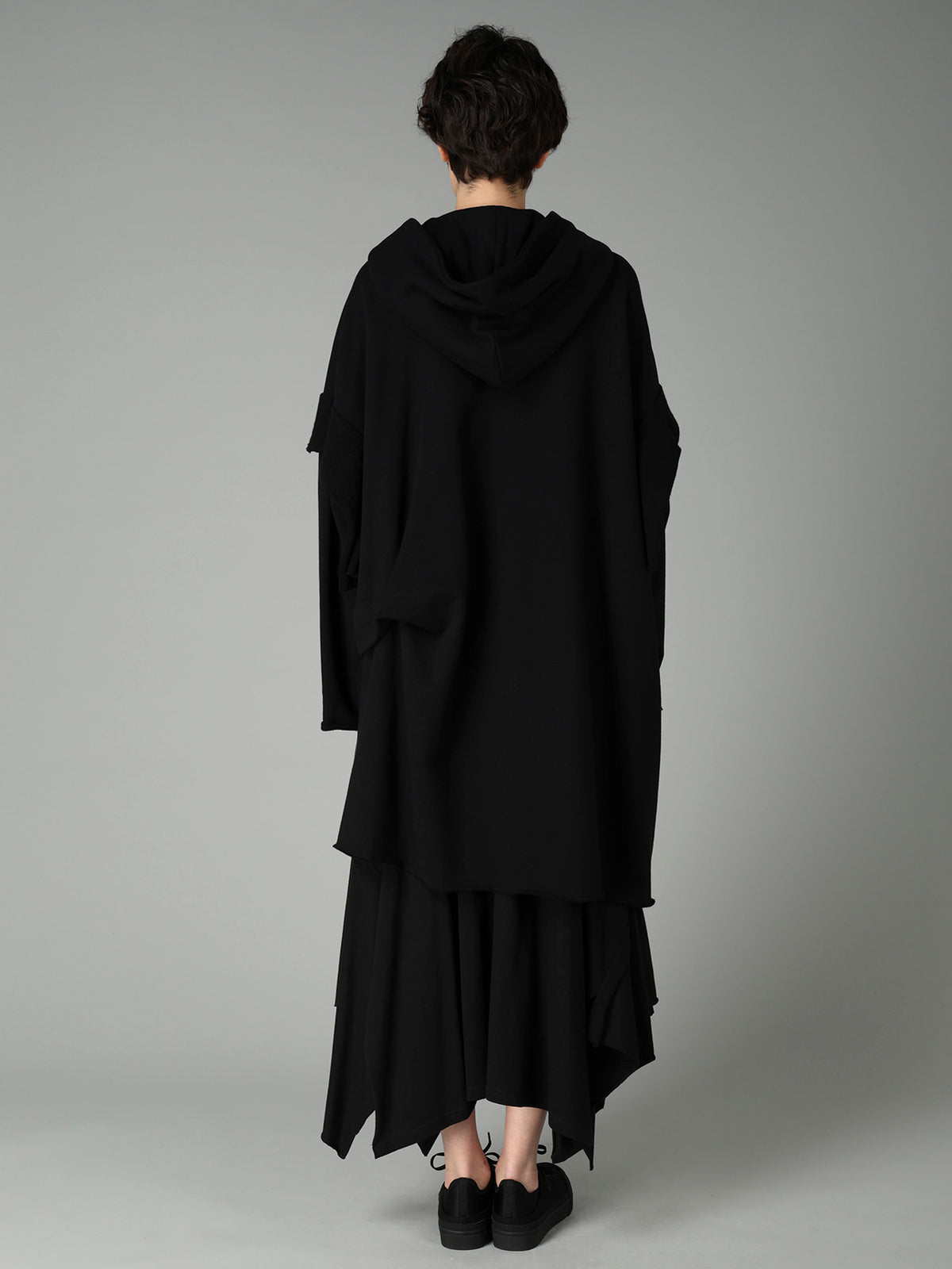 FRENCH TERRY TUCK POINT ZIP COAT