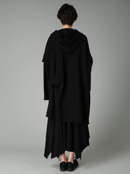 FRENCH TERRY TUCK POINT ZIP COAT