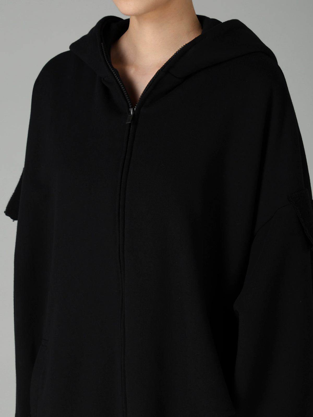 FRENCH TERRY TUCK POINT ZIP COAT