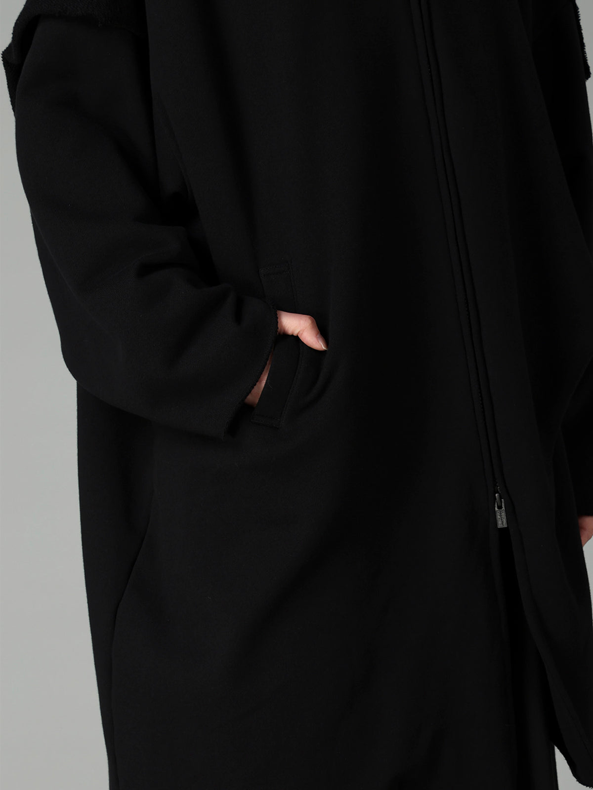 FRENCH TERRY TUCK POINT ZIP COAT