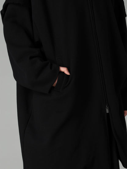 FRENCH TERRY TUCK POINT ZIP COAT