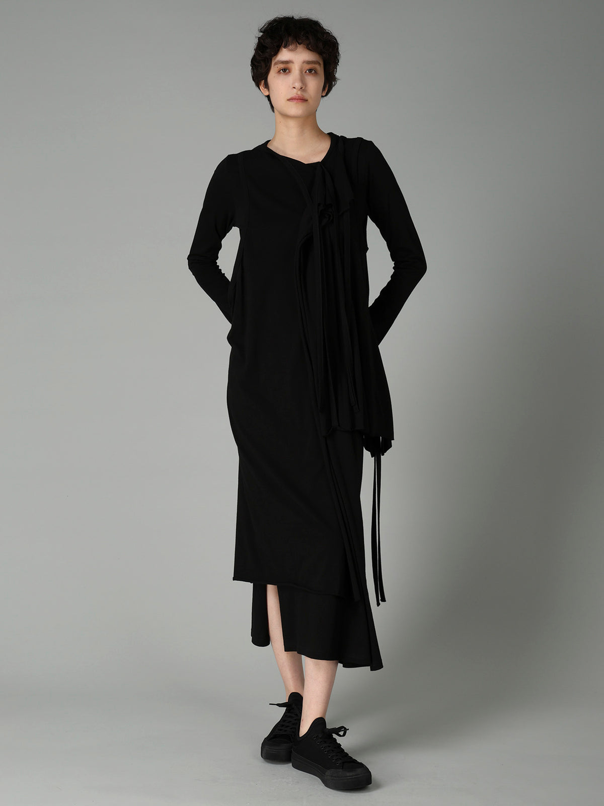 COTTON SINGLE JERSEY BINDER DRAPED DRESS B