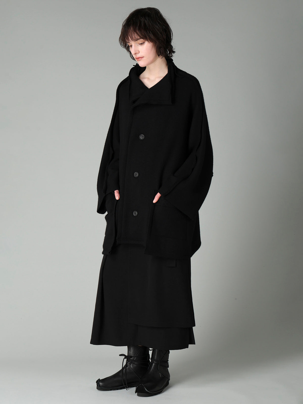 MILLED WOOL SHEEP PILE PATCH POCKET CARDIGAN