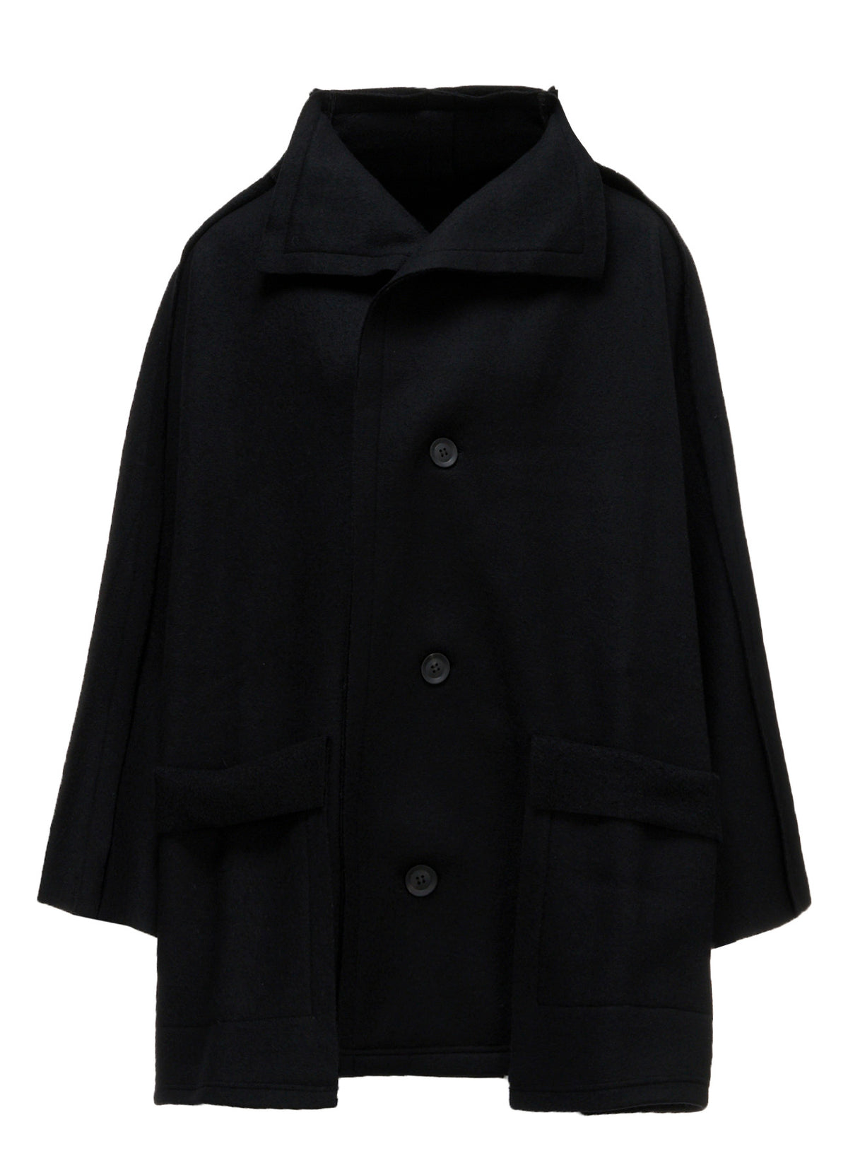 MILLED WOOL SHEEP PILE PATCH POCKET CARDIGAN