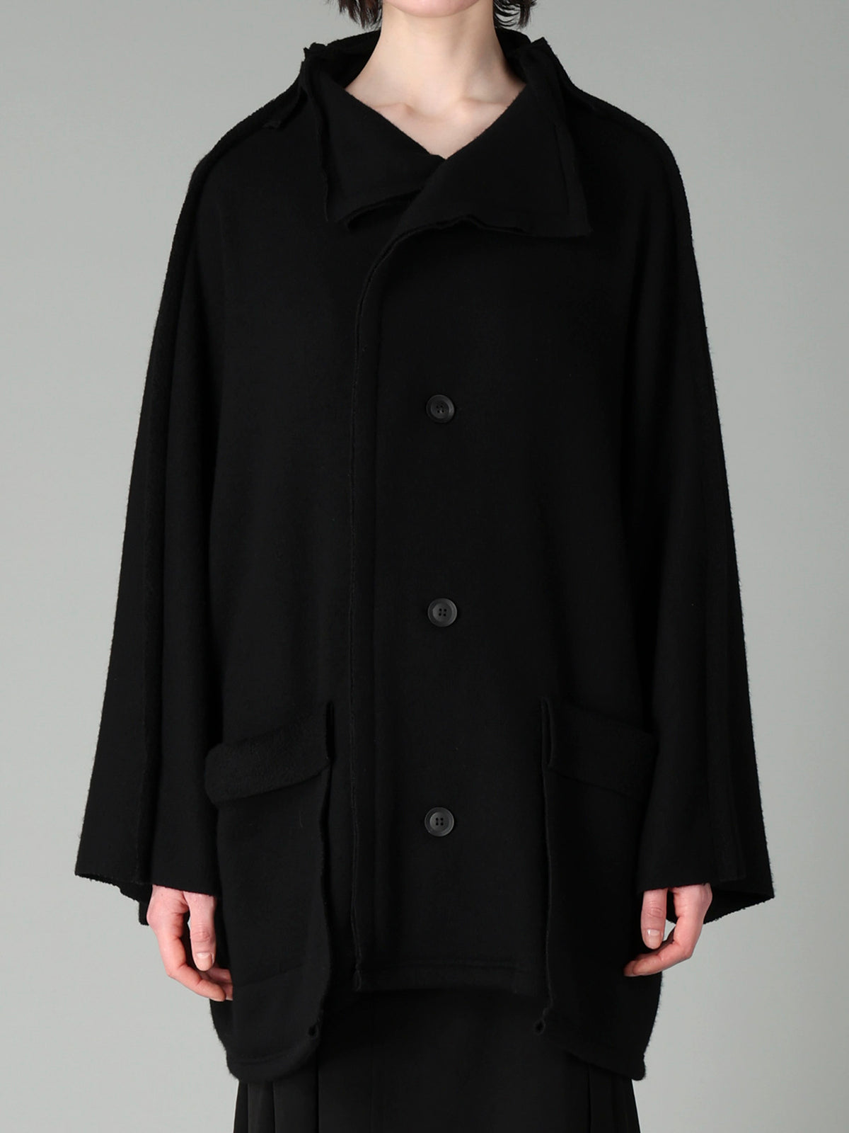 MILLED WOOL SHEEP PILE PATCH POCKET CARDIGAN