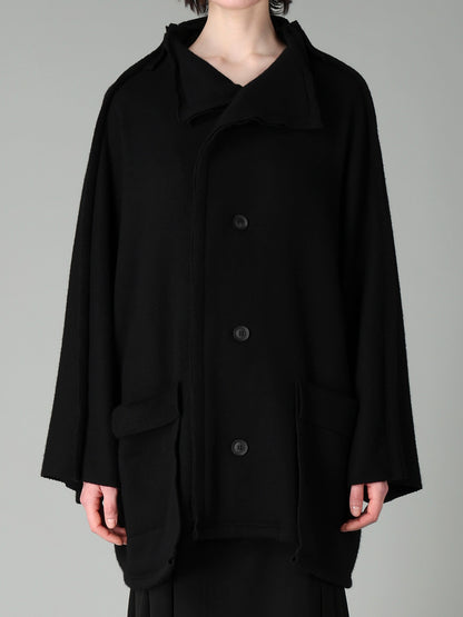 MILLED WOOL SHEEP PILE PATCH POCKET CARDIGAN