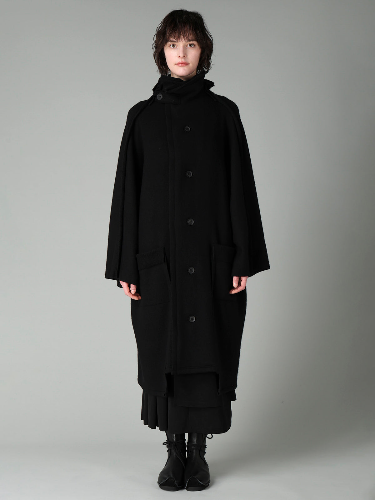 MILLED WOOL SHEEP PILE PATCH POCKET COAT
