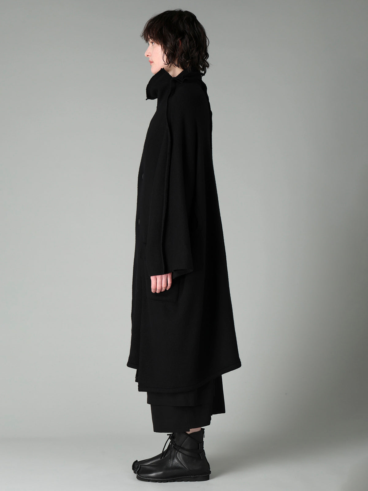 MILLED WOOL SHEEP PILE PATCH POCKET COAT