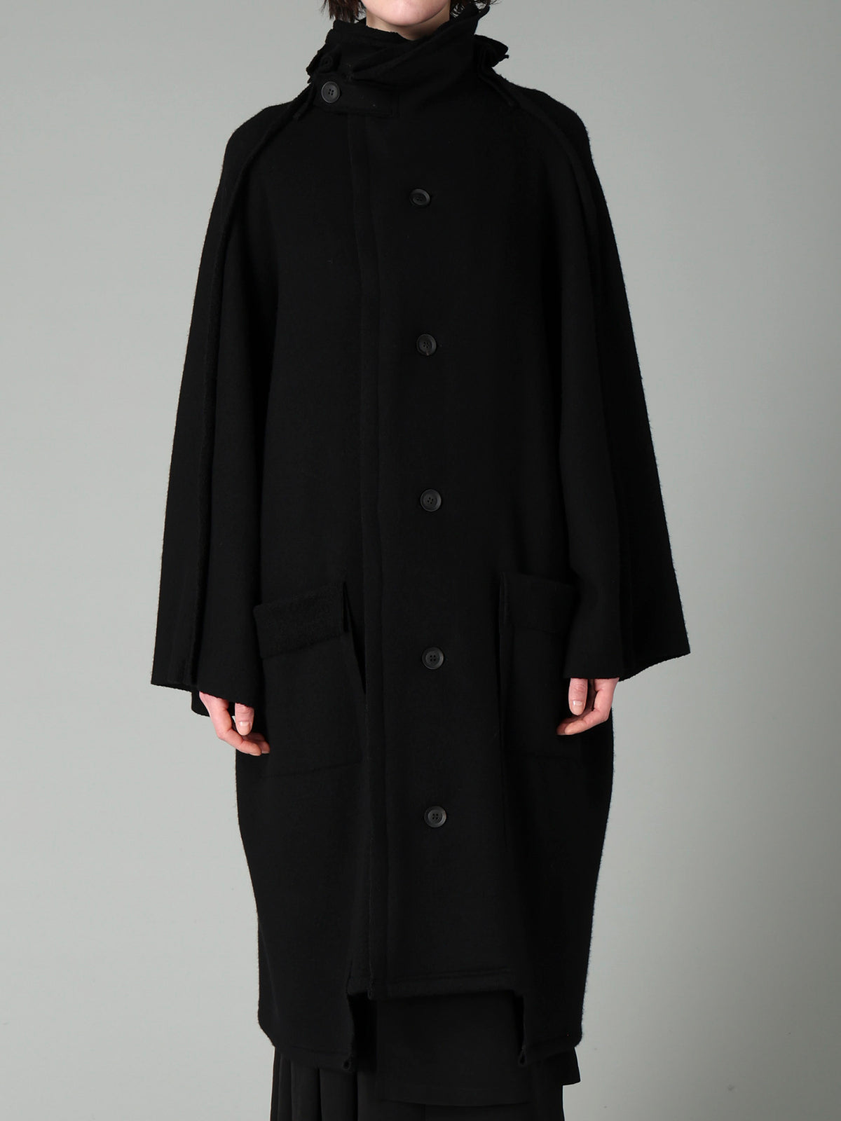 MILLED WOOL SHEEP PILE PATCH POCKET COAT