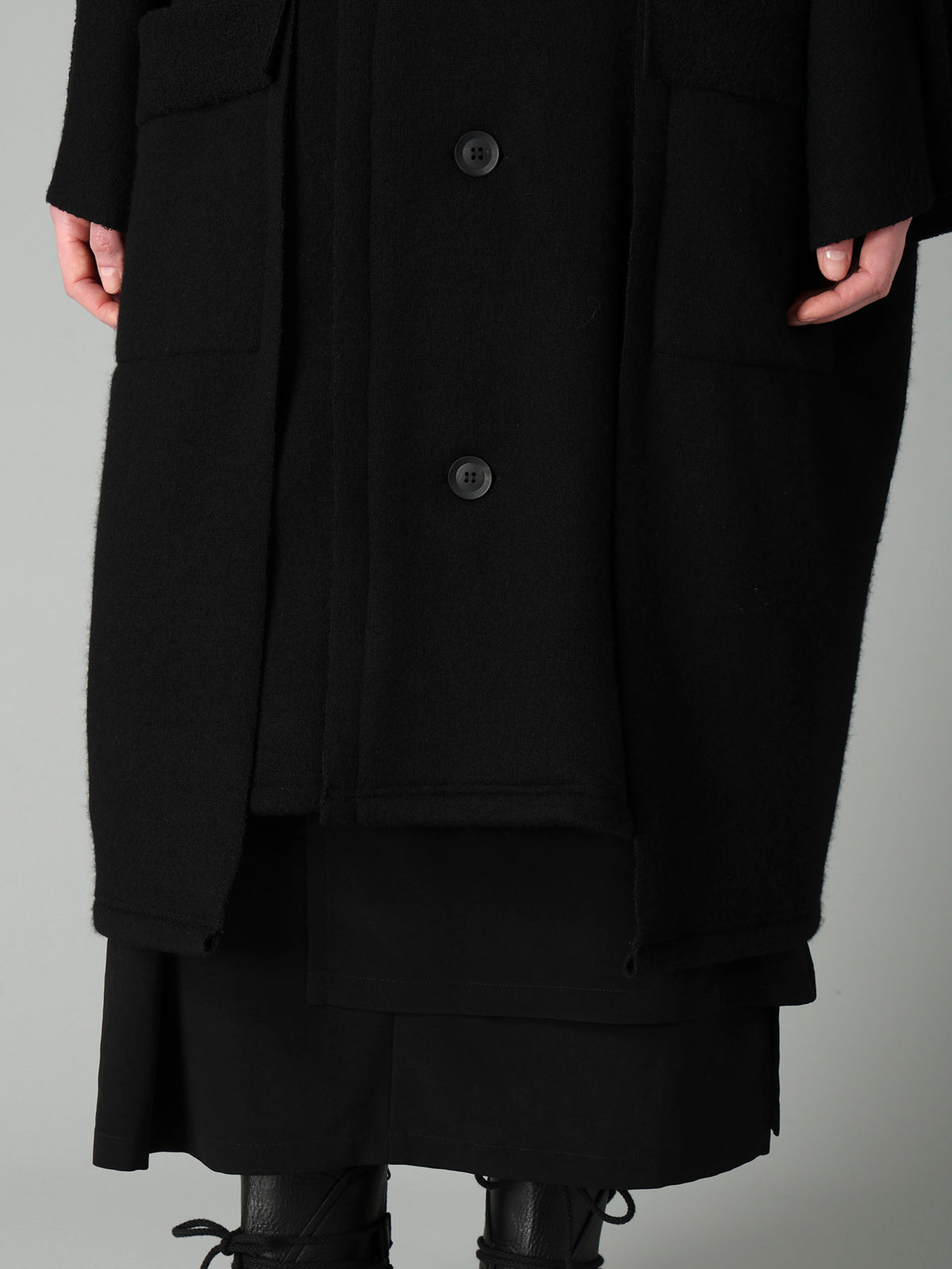 MILLED WOOL SHEEP PILE PATCH POCKET COAT