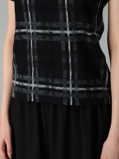 PLAID JQ  PILE SHORT SLEEVE T