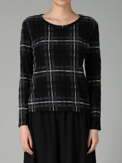 PLAID JQ  PILE LONG SLEEVE T