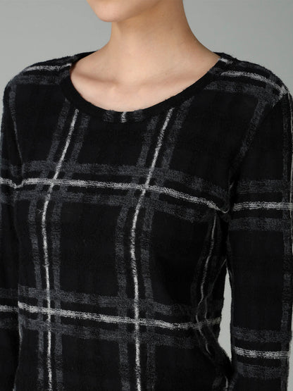 PLAID JQ  PILE LONG SLEEVE T