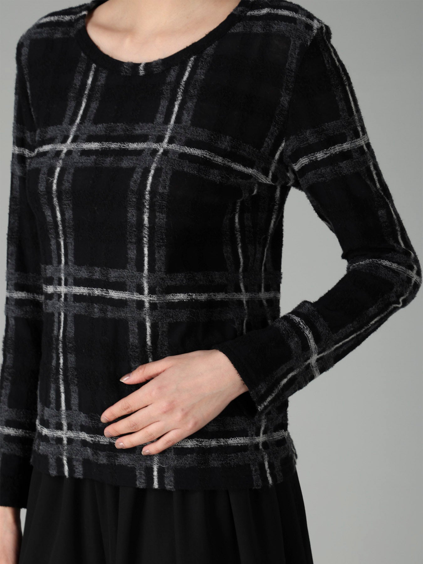 PLAID JQ  PILE LONG SLEEVE T