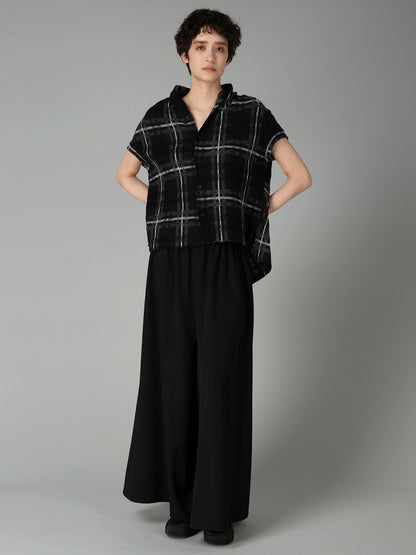 PLAID JQ  PILE SHORT SLEEVE CARDIGAN