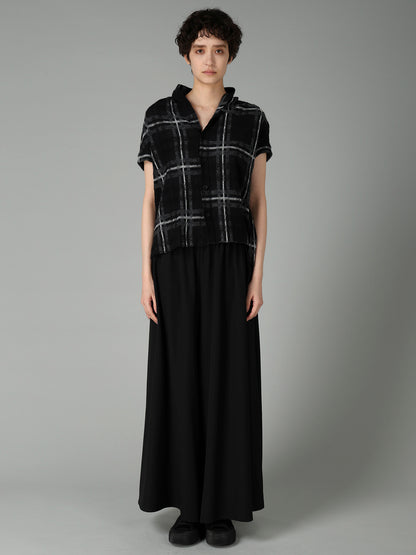 PLAID JQ  PILE SHORT SLEEVE CARDIGAN