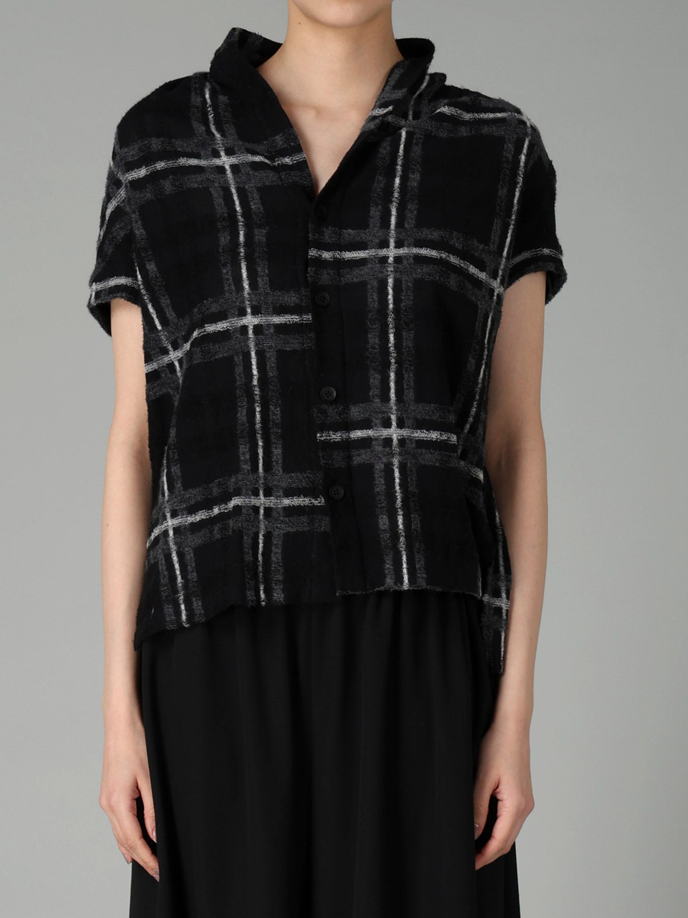 PLAID JQ  PILE SHORT SLEEVE CARDIGAN