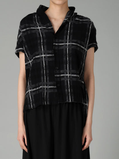 PLAID JQ  PILE SHORT SLEEVE CARDIGAN