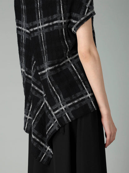 PLAID JQ  PILE SHORT SLEEVE CARDIGAN