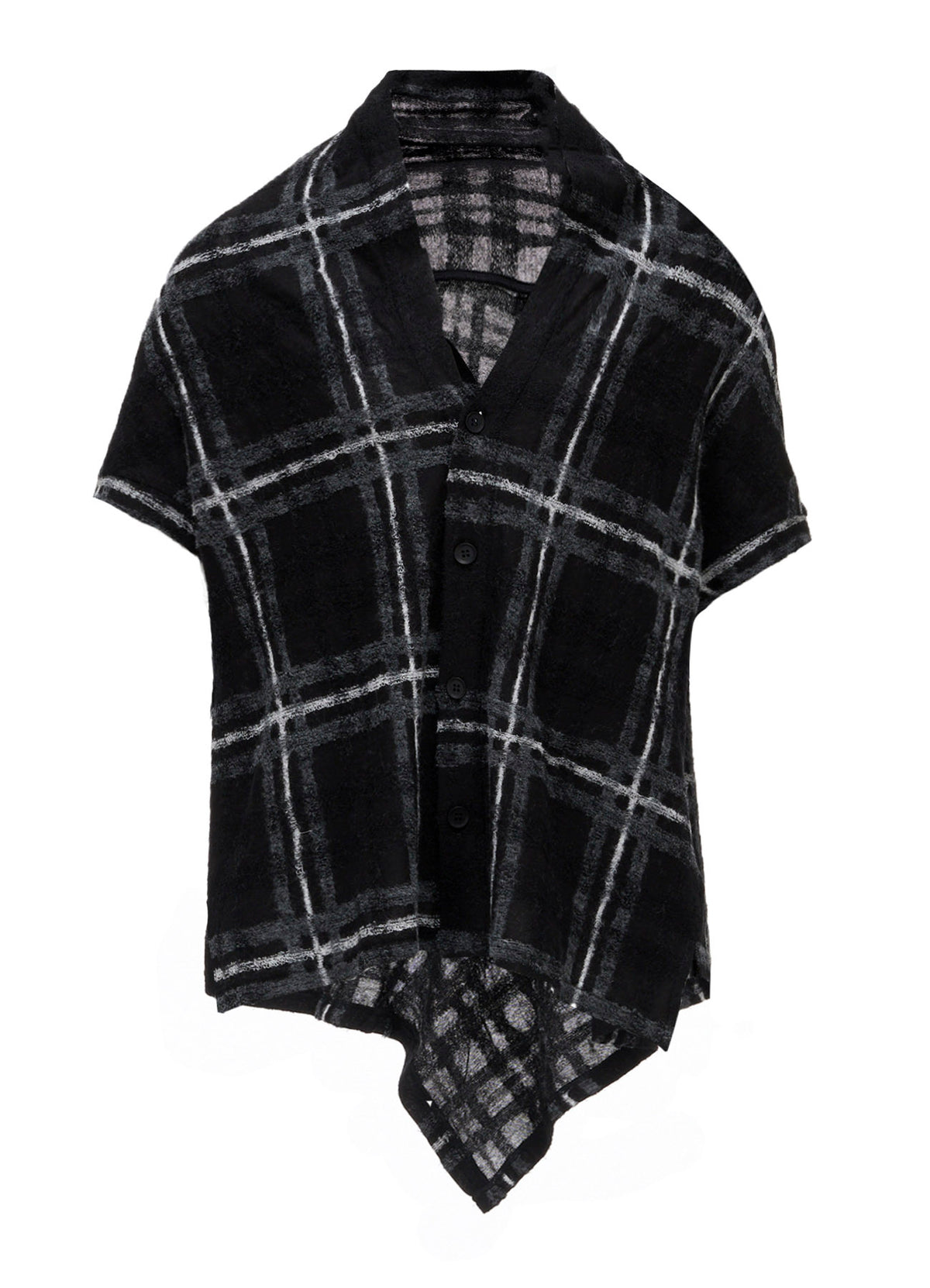 PLAID JQ  PILE SHORT SLEEVE CARDIGAN