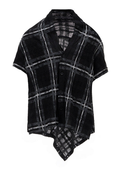 PLAID JQ  PILE SHORT SLEEVE CARDIGAN