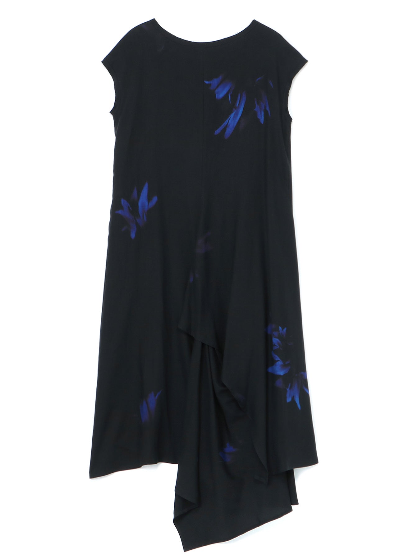 BLUE LILIES PRINT SLEEVELESS DRESS