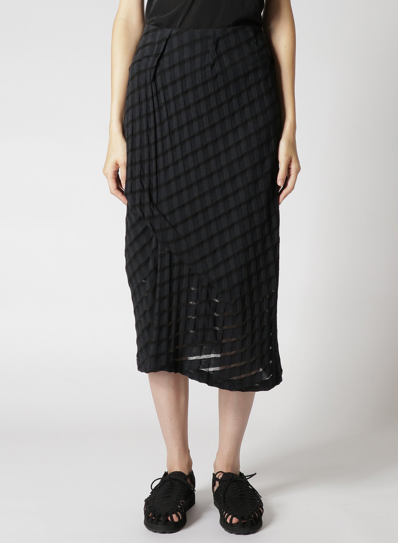 PLAID JERSEY PLEATED SKIRT