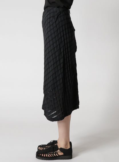 PLAID JERSEY PLEATED SKIRT