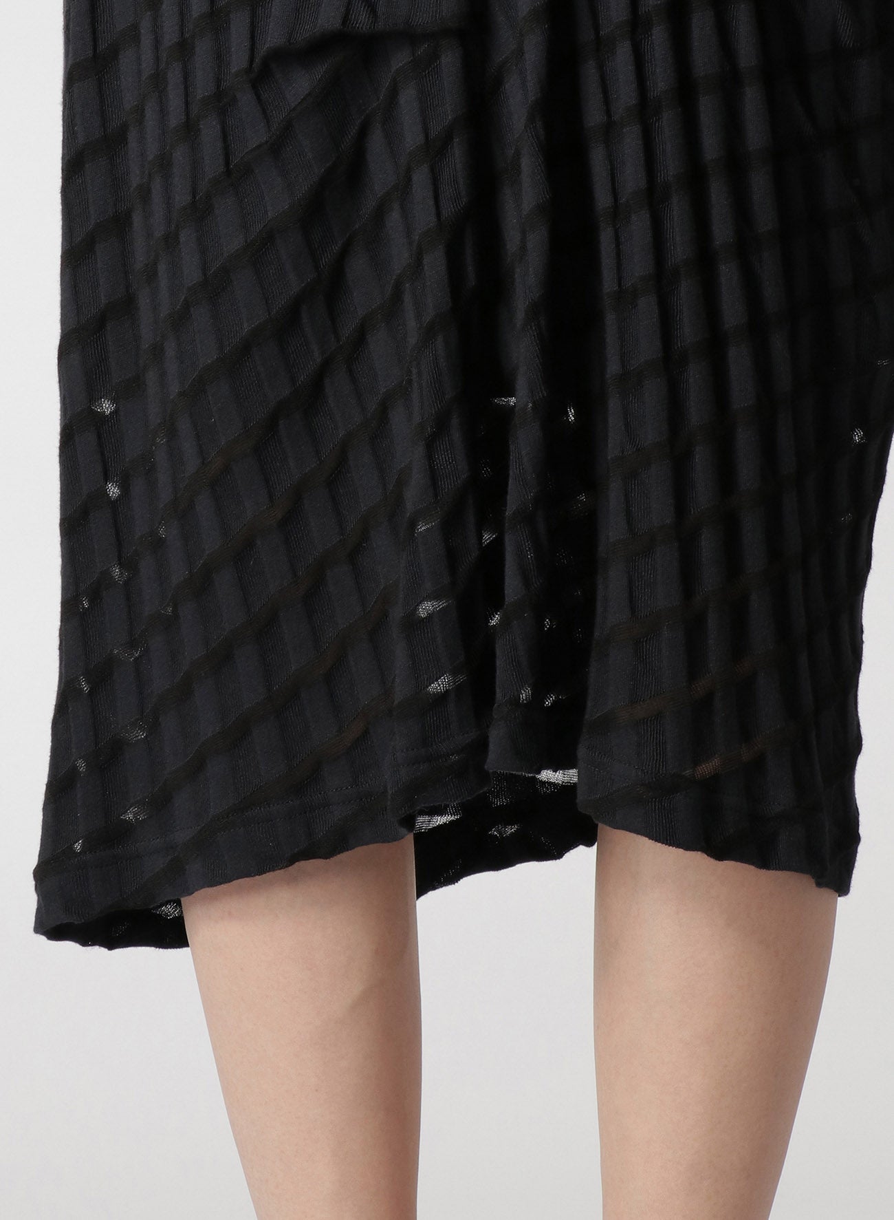 PLAID JERSEY PLEATED SKIRT