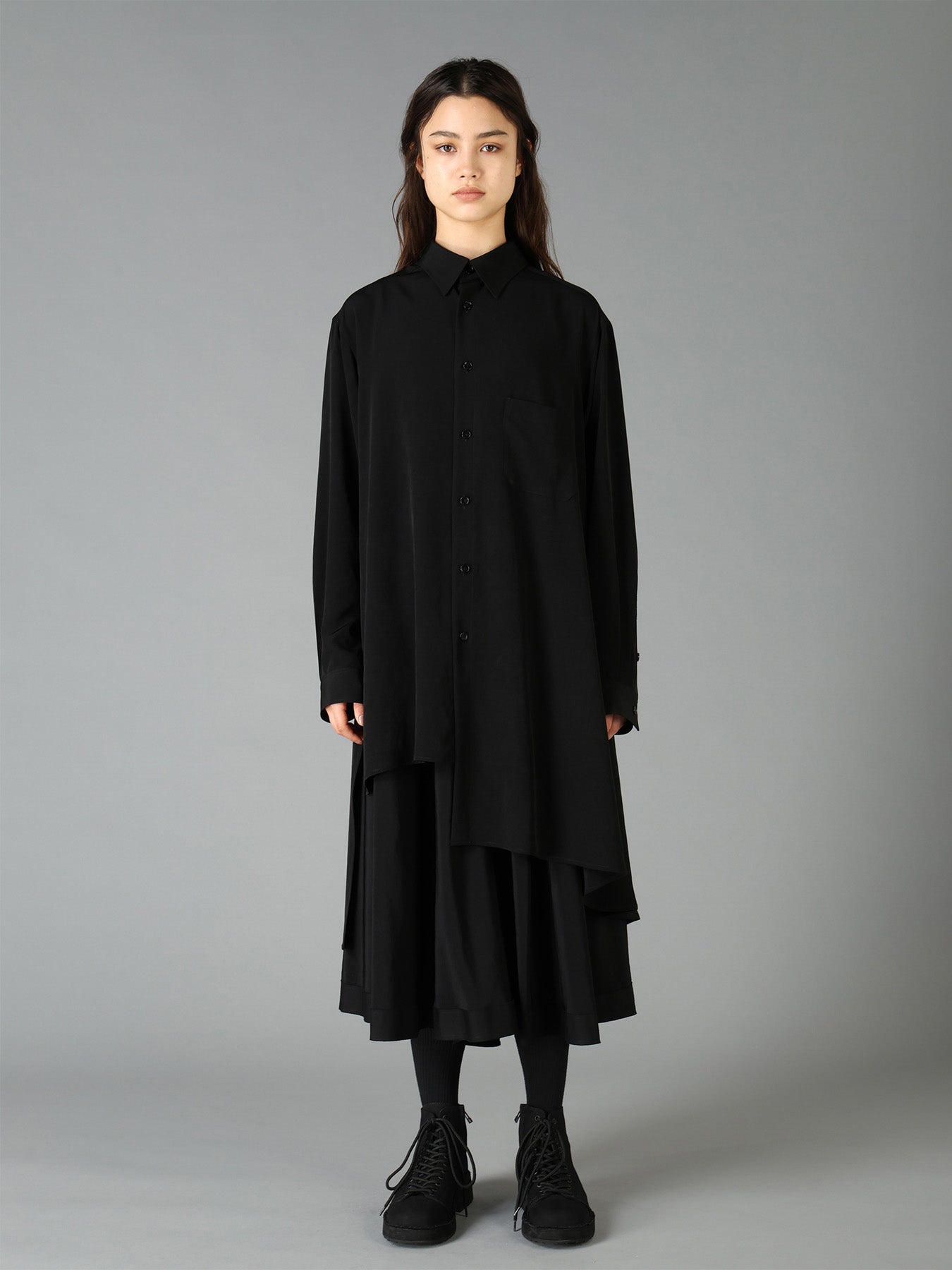 CREPE DE CHINE STANDARD ASYMMETRICAL FLARES SHIRT