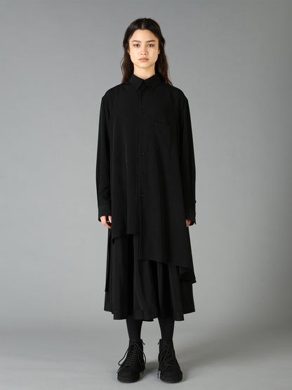 CREPE DE CHINE STANDARD ASYMMETRICAL FLARES SHIRT
