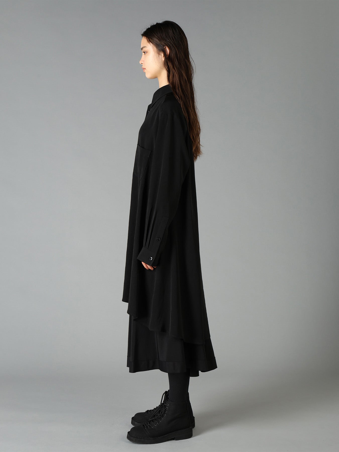 CREPE DE CHINE STANDARD ASYMMETRICAL FLARES SHIRT