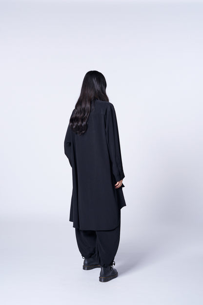 TRIACETATE/POLYESTER CREPE de CHINE JUMBO ASYMMETRIC SHIRT