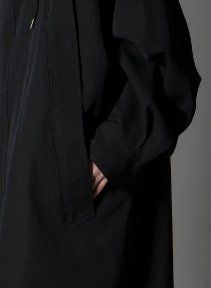 W/GABARDINE HIGH NECK HOODED MODS COAT